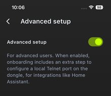 Advanced setup enabled