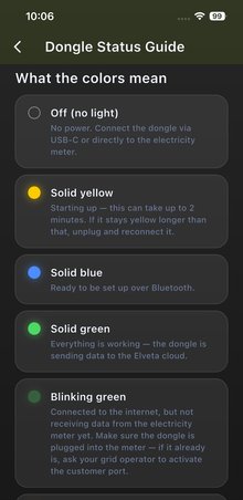 In-app LED status guide